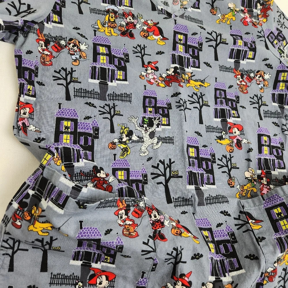 Disney Characters Halloween Scrub Top. Small - Picture 2 of 7